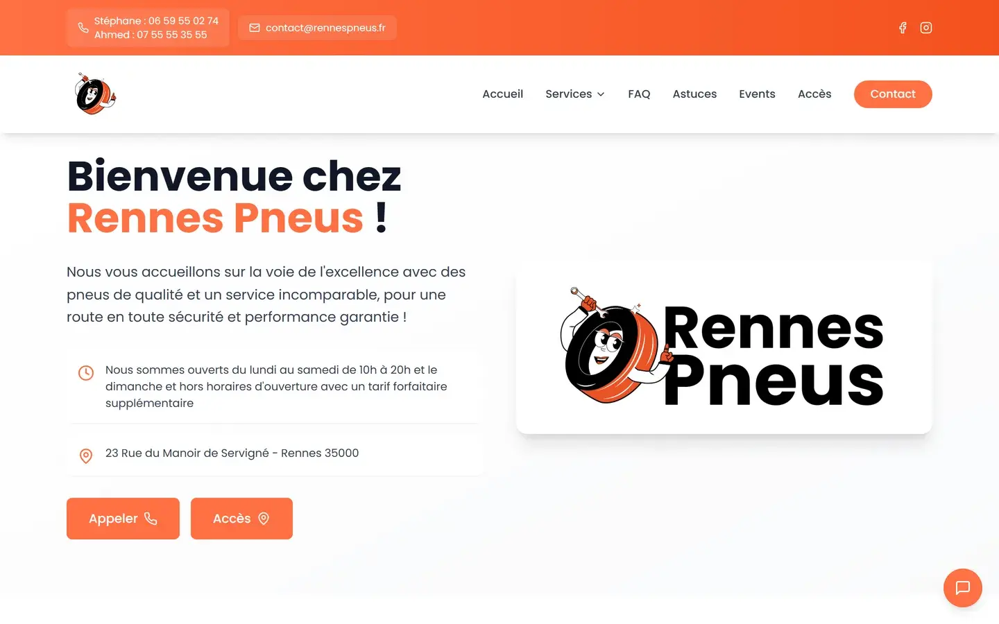 Site internet Rennes Pneus créé par VBWEB